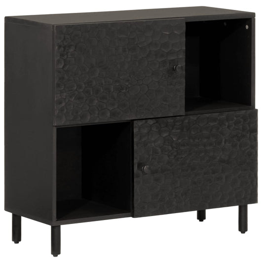 Side Cabinet Black 80x33x75 cm Solid Wood Mango