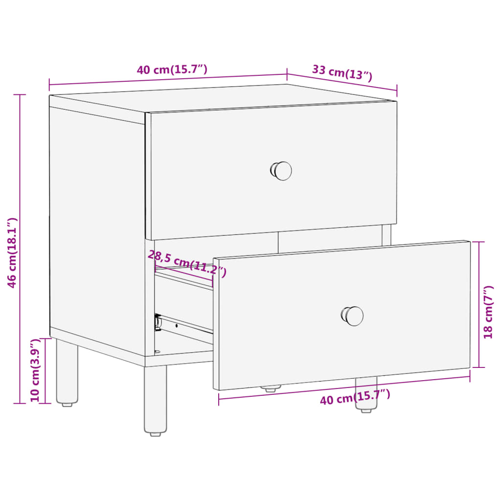 Bedside Cabinet 40x33x46 cm Solid Wood Mango