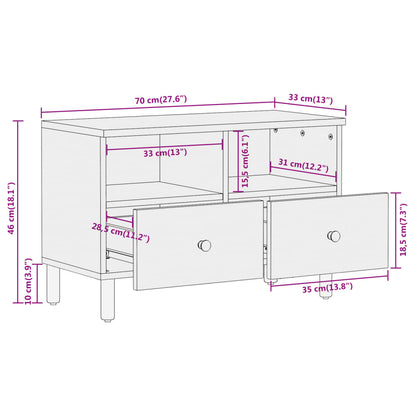 TV Cabinet 70x33x46 cm Solid Wood Mango