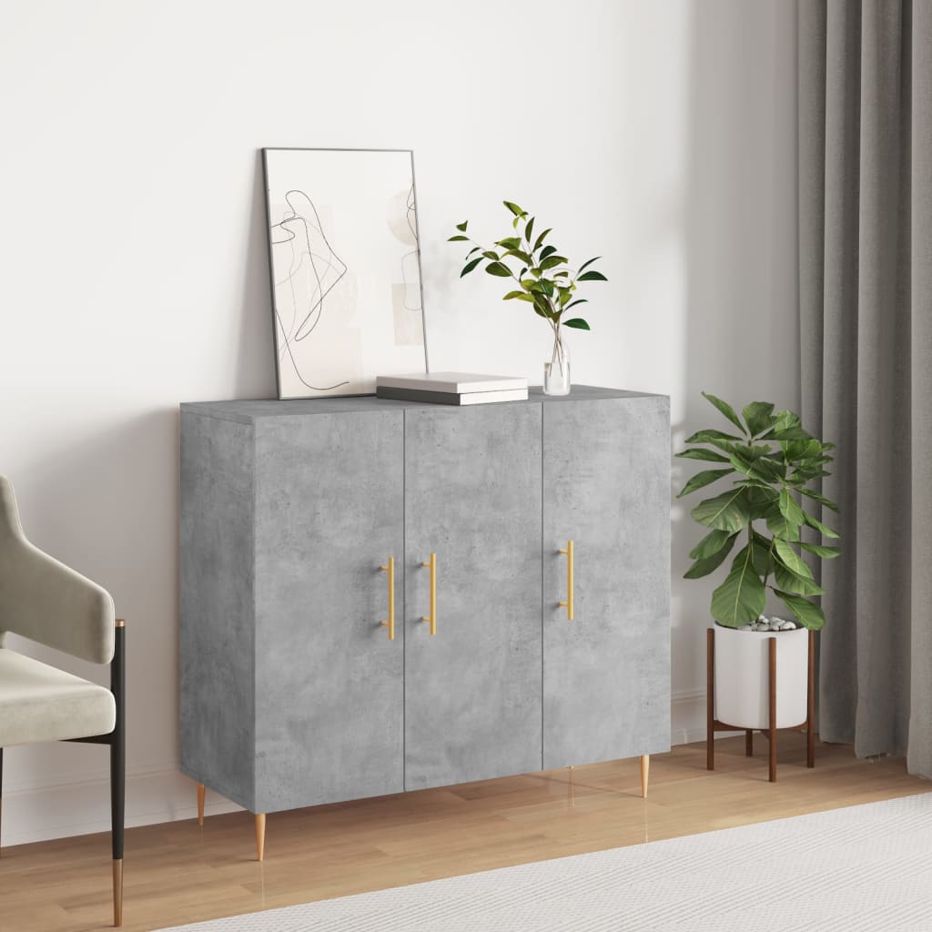 Sideboard Concrete Grey 90x34x80 cm Engineered Wood