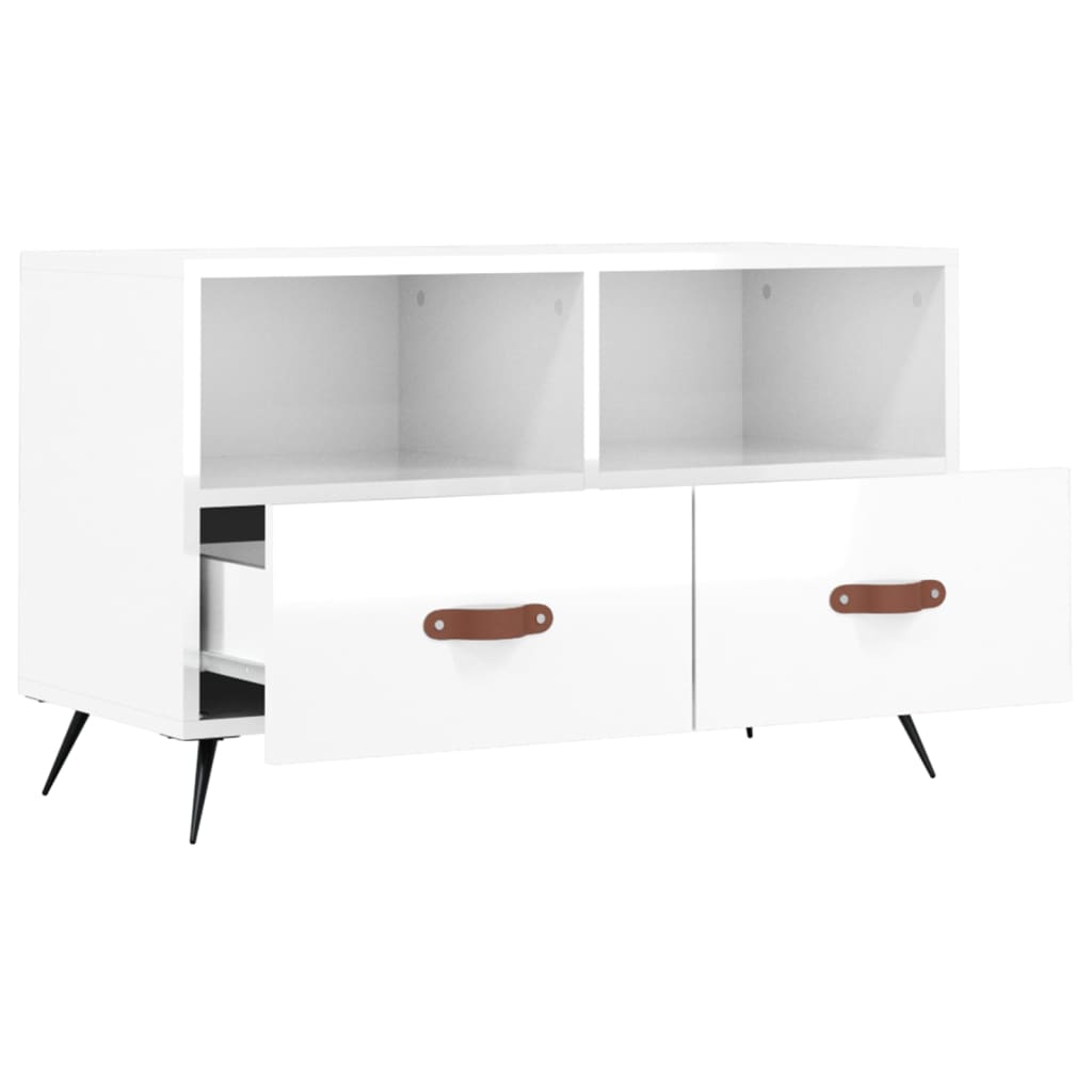 TV Cabinet High Gloss White 80x36x50 cm Engineered Wood