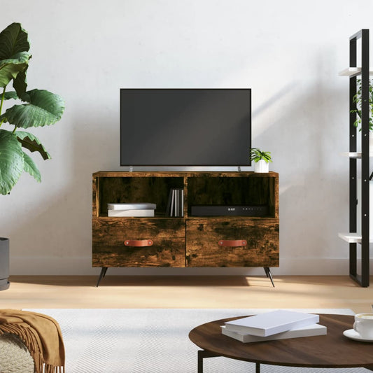 TV Cabinet Smoked Oak 80x36x50 cm Engineered Wood