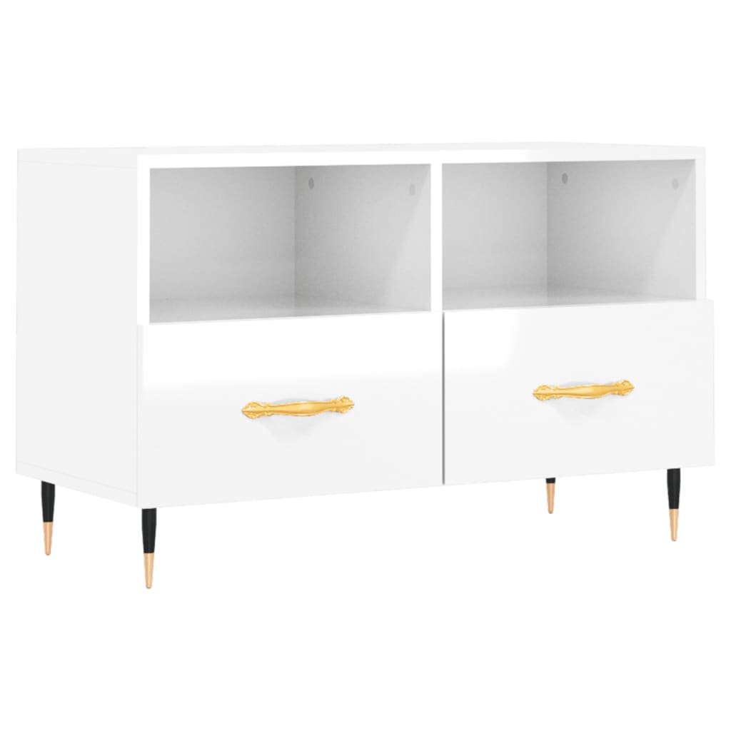 TV Cabinet High Gloss White 80x36x50 cm Engineered Wood