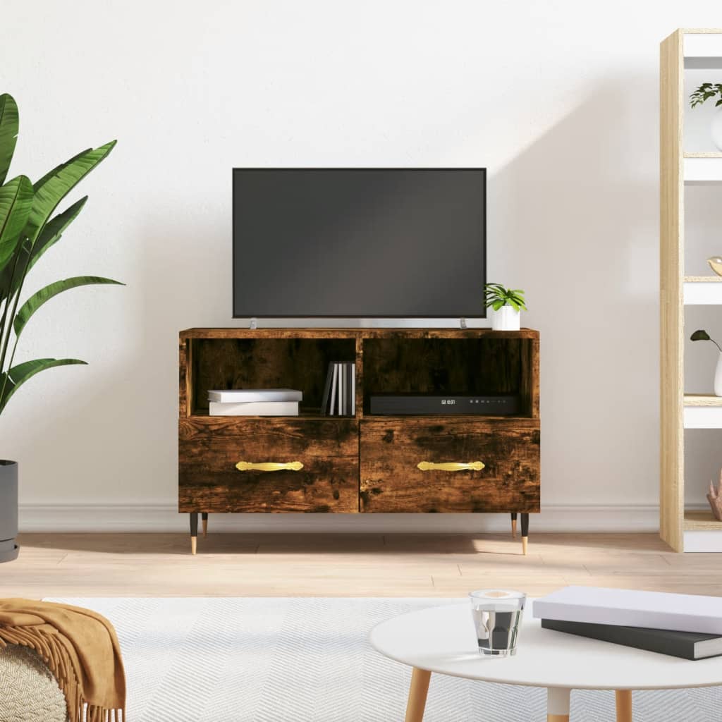 TV Cabinet Smoked Oak 80x36x50 cm Engineered Wood