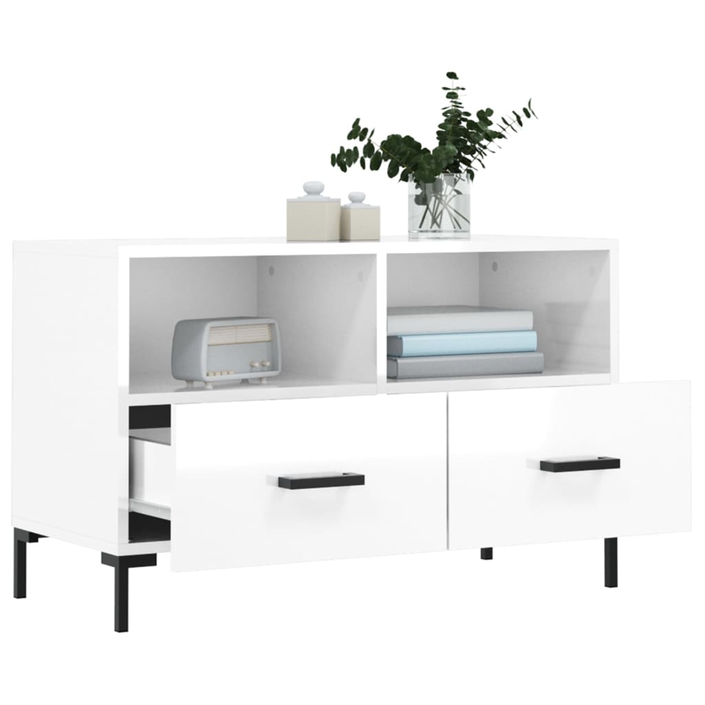 TV Cabinet High Gloss White 80x36x50 cm Engineered Wood