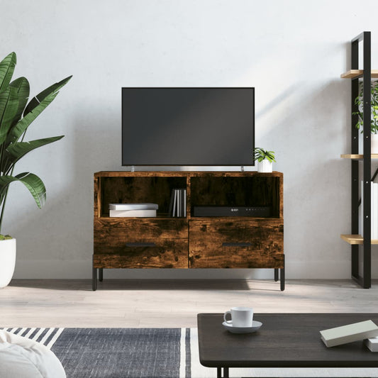 TV Cabinet Smoked Oak 80x36x50 cm Engineered Wood