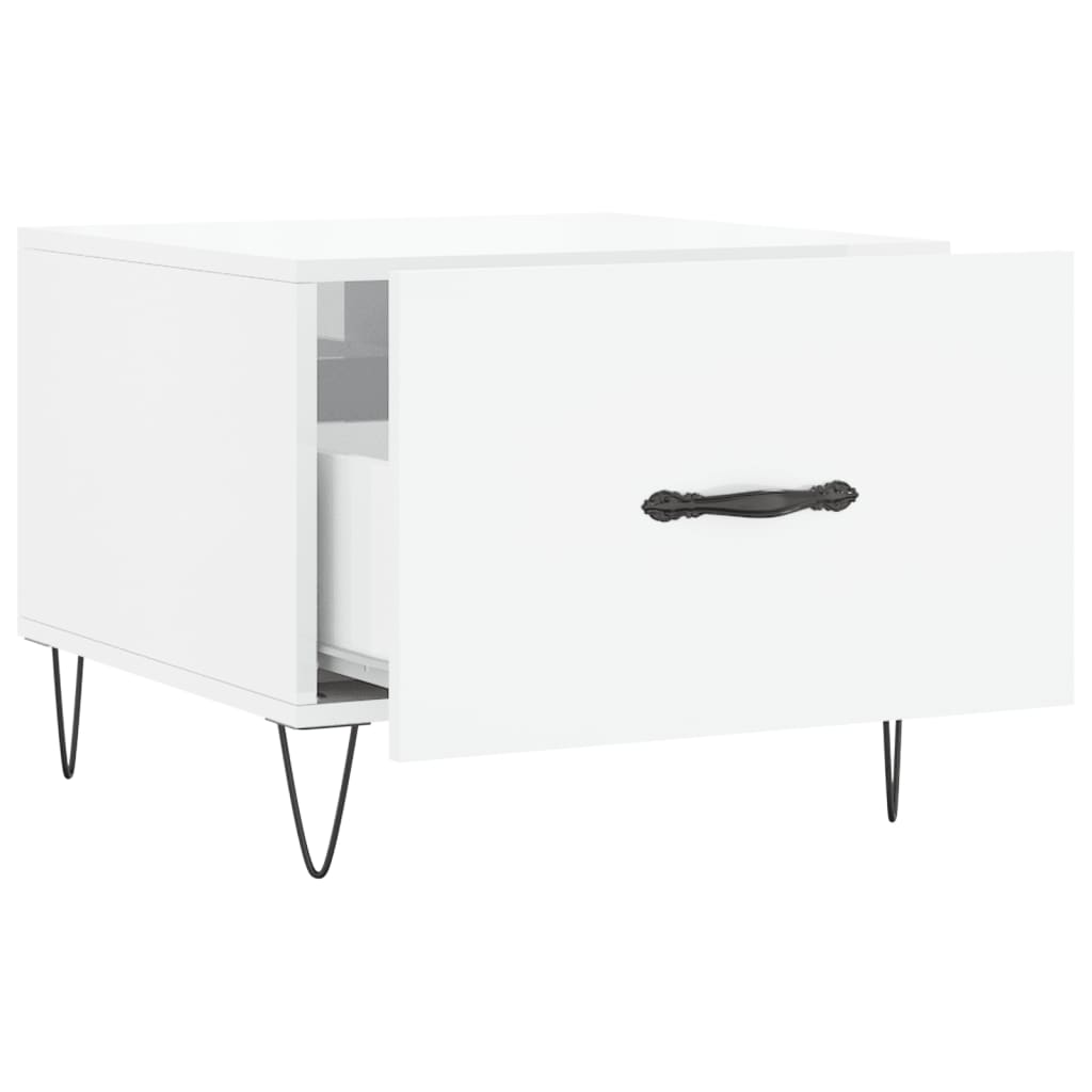 Coffee Table High Gloss White 50x50x40 cm Engineered Wood