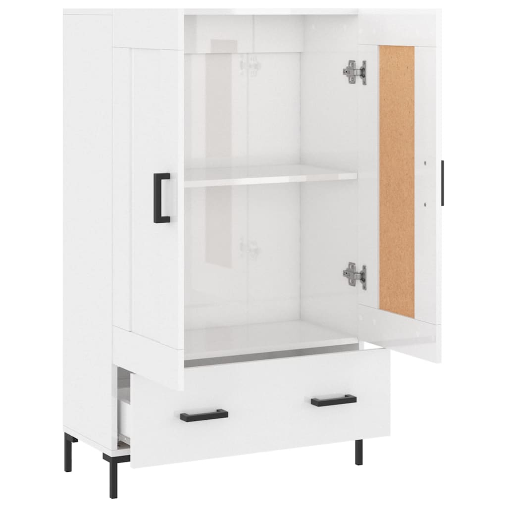 Highboard High Gloss White 69.5x31x115 cm Engineered Wood