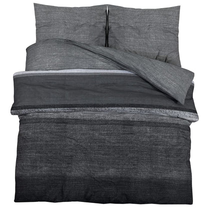 Duvet Cover Set Dark Grey 240x220 cm Cotton