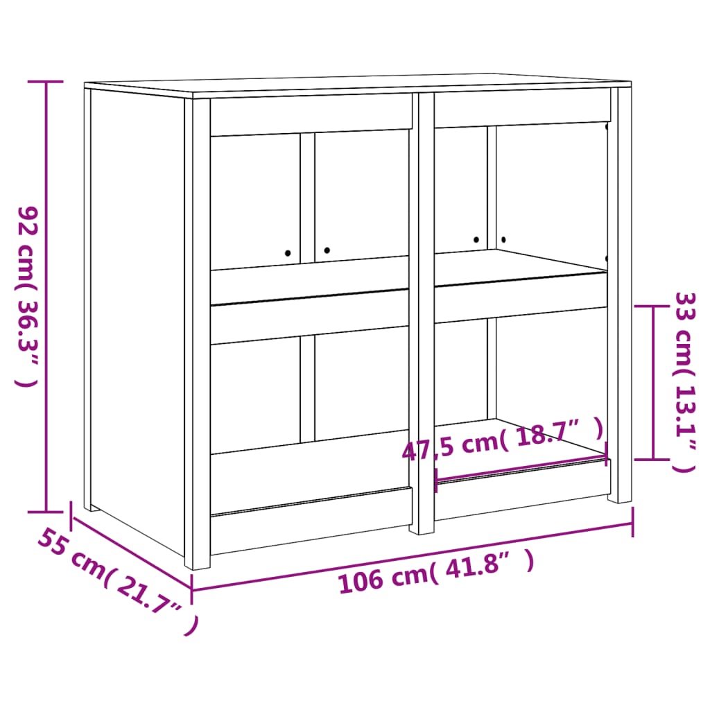 Outdoor Kitchen Cabinet 106x55x92 cm Solid Wood Pine