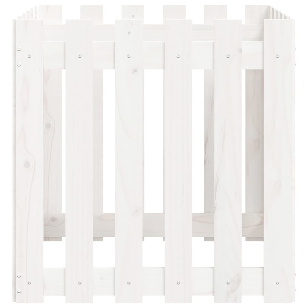 Garden Planter with Fence Design White 60x60x60 cm Solid Wood Pine