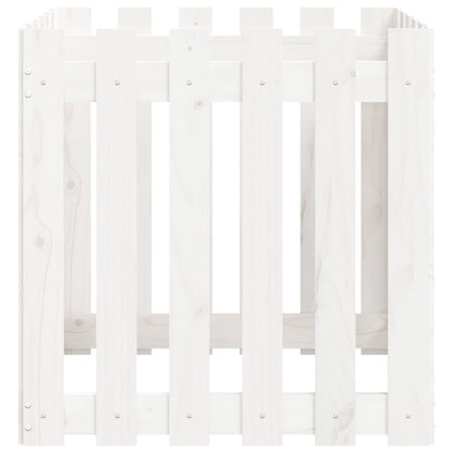 Garden Planter with Fence Design White 60x60x60 cm Solid Wood Pine