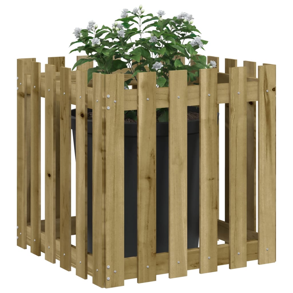 Garden Planter with Fence Design 60x60x60 cm Impregnated Wood Pine