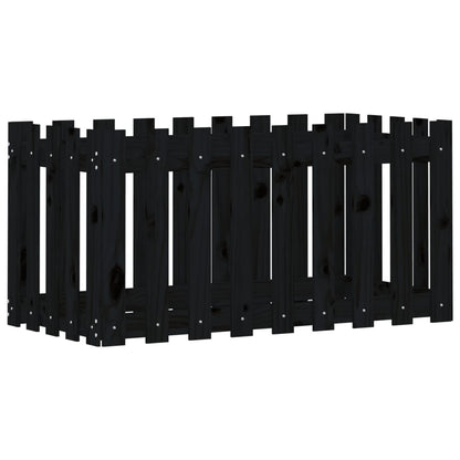 Garden Raised Bed with Fence Design Black 100x50x50 cm Solid Wood Pine