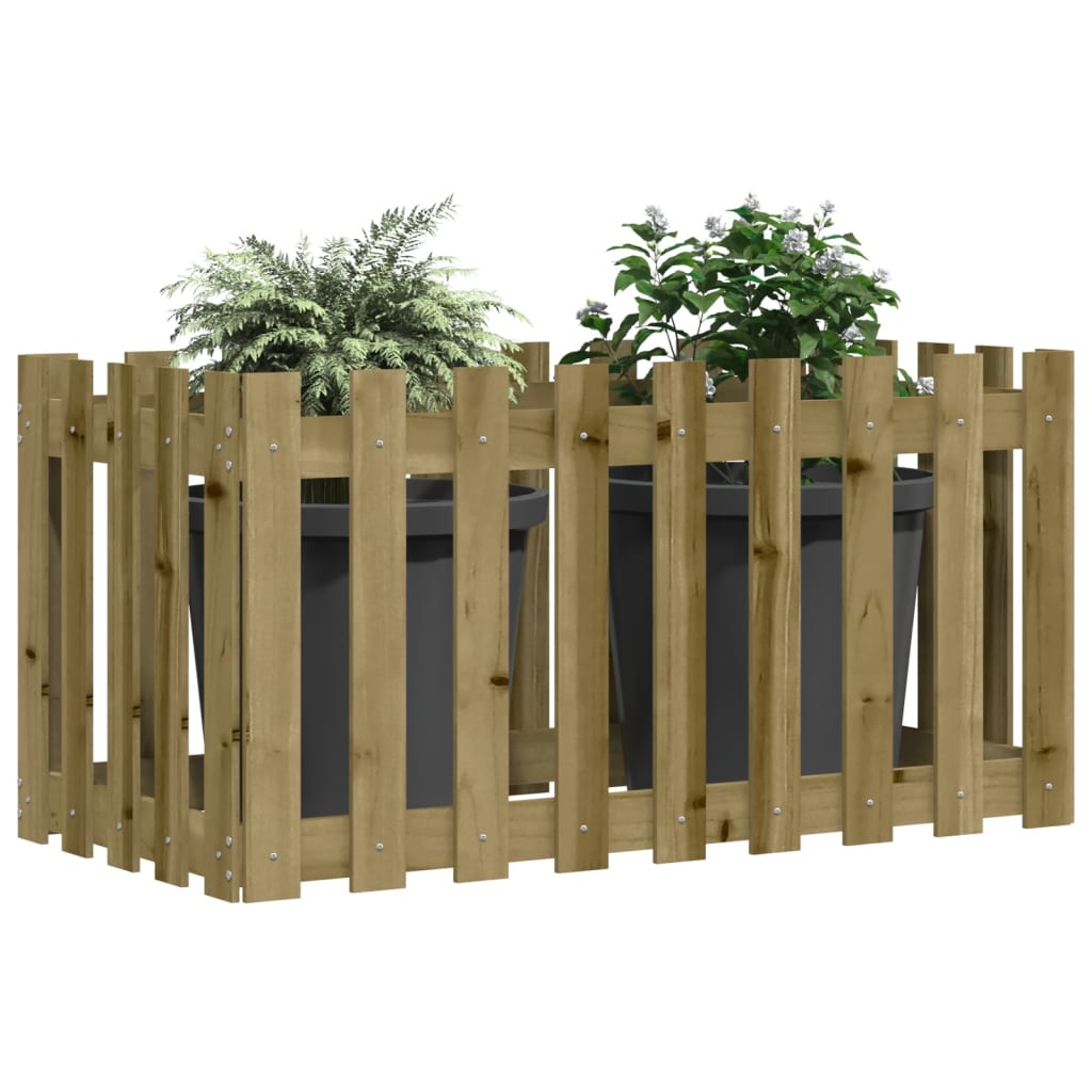 Garden Raised Bed with Fence Design 100x50x50 cm Impregnated Wood Pine