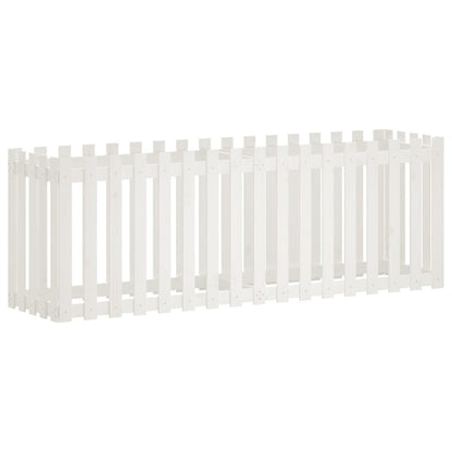 Garden Raised Bed with Fence Design White 200x50x70 cm Solid Wood Pine