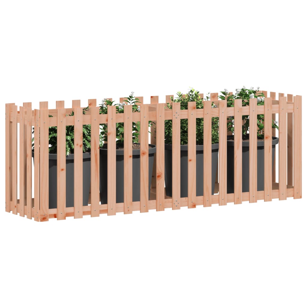 Garden Raised Bed with Fence Design 200x50x70 cm Solid Wood Douglas