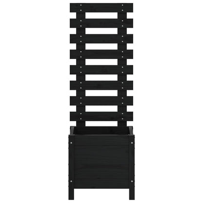 Garden Planter with Rack Black 39x39.5x114 cm Solid Wood Pine