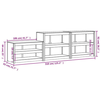 Outdoor Kitchen Cabinets 3 pcs Solid Wood Pine