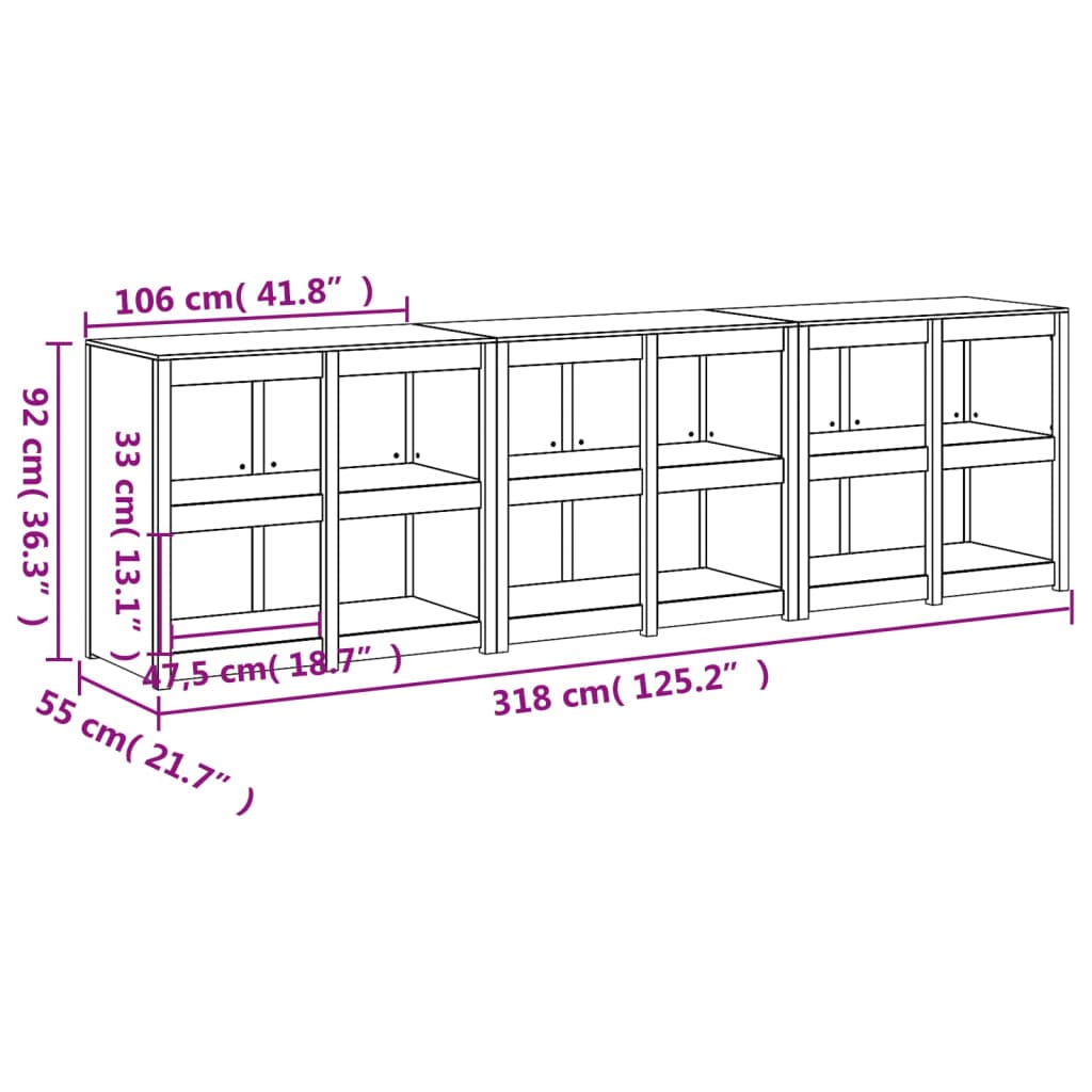 Outdoor Kitchen Cabinets 3 pcs Solid Wood Pine