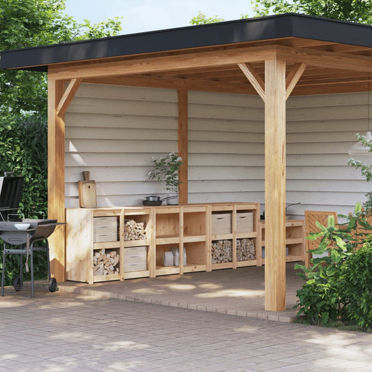 Outdoor Kitchen Cabinets 3 pcs Solid Wood Pine