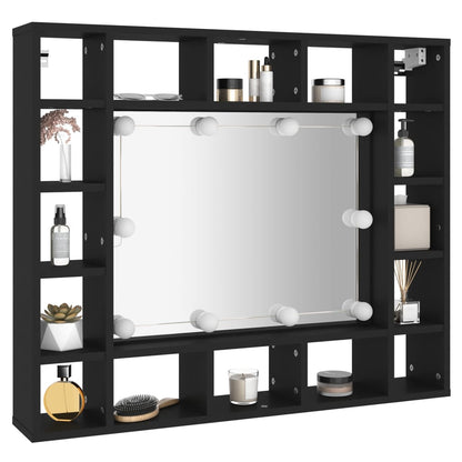 LED Mirror Cabinet Black 91x15x76.5 cm