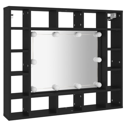 LED Mirror Cabinet Black 91x15x76.5 cm