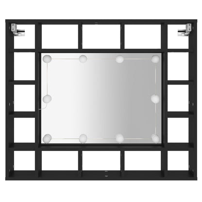 LED Mirror Cabinet Black 91x15x76.5 cm