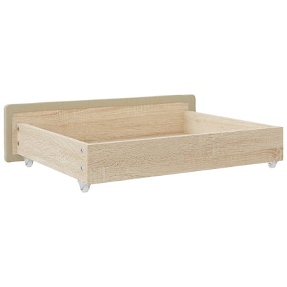 Bed Drawers 2 pcs Cream Engineered Wood and Faux Leather