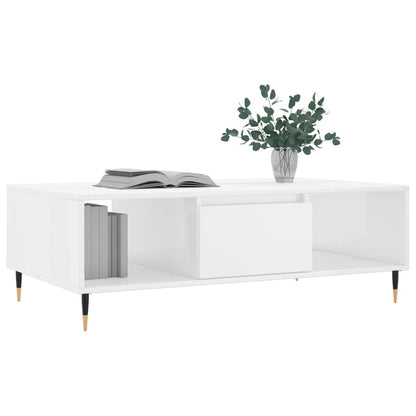 Coffee Table High Gloss White 104x60x35 cm Engineered Wood