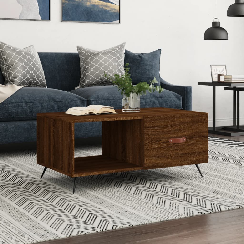 Coffee Table Brown Oak 90x50x40 cm Engineered Wood