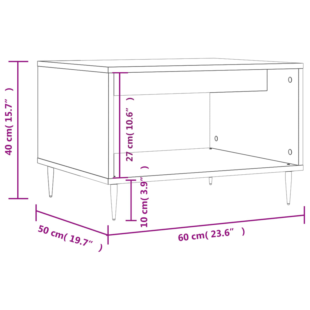 Coffee Table Brown Oak 60x50x40 cm Engineered Wood