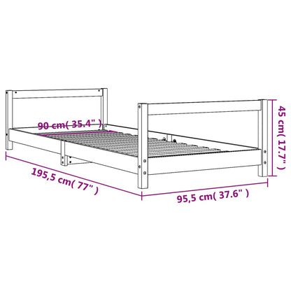 Kids Bed Frame 90x190 cm Solid Wood Pine