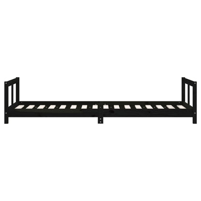 Kids Bed Frame Black 80x200 cm Solid Wood Pine