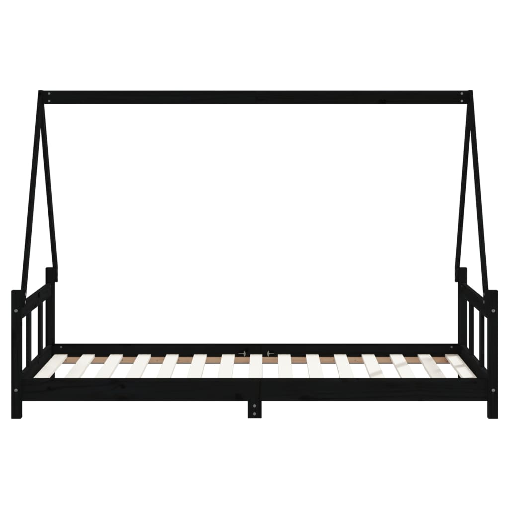 Kids Bed Frame Black 90x190 cm Solid Wood Pine