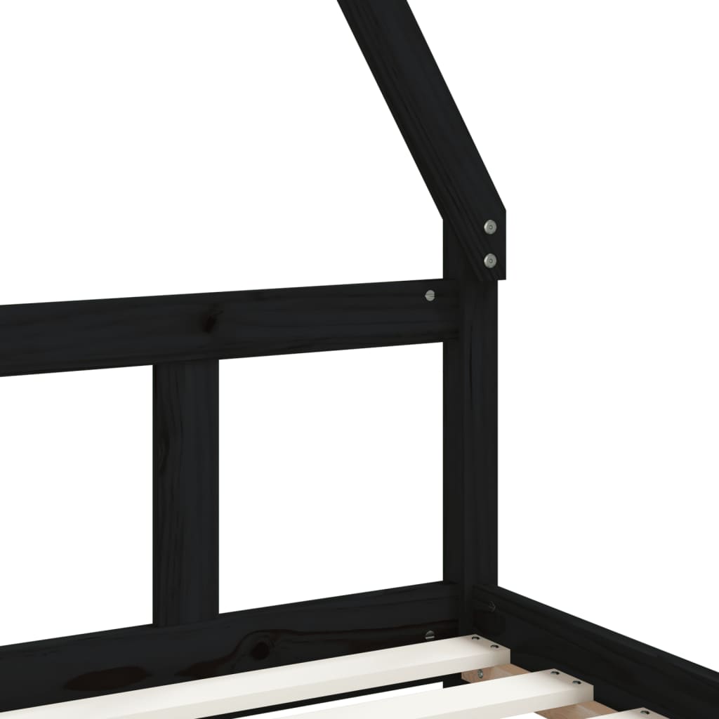 Kids Bed Frame Black 90x190 cm Solid Wood Pine