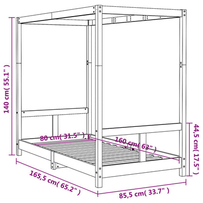 Kids Bed Frame 80x160 cm Solid Wood Pine