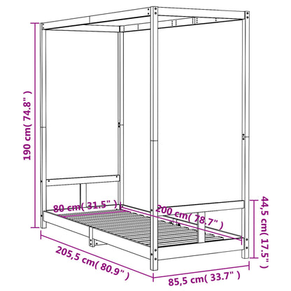 Kids Bed Frame 80x200 cm Solid Wood Pine