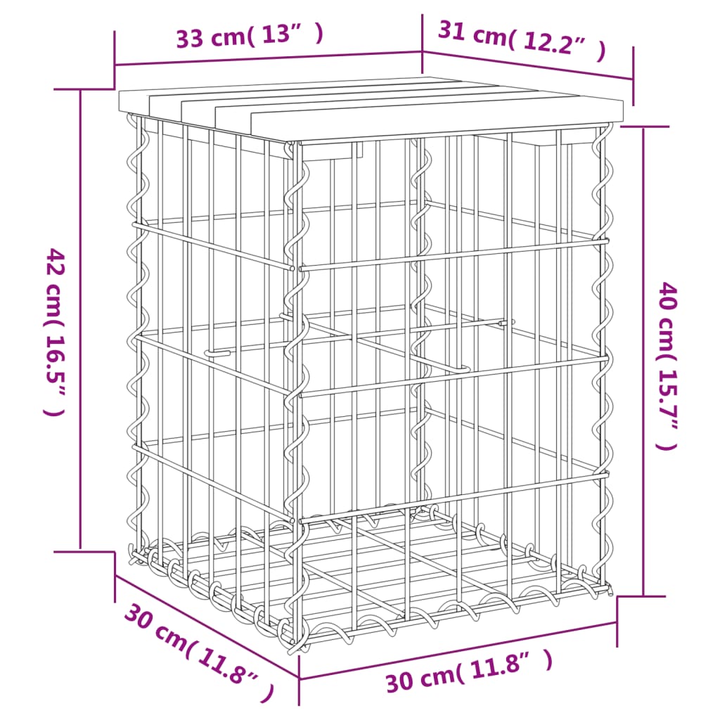 Garden Bench Gabion Design 33x31x42 cm Impregnated Wood Pine