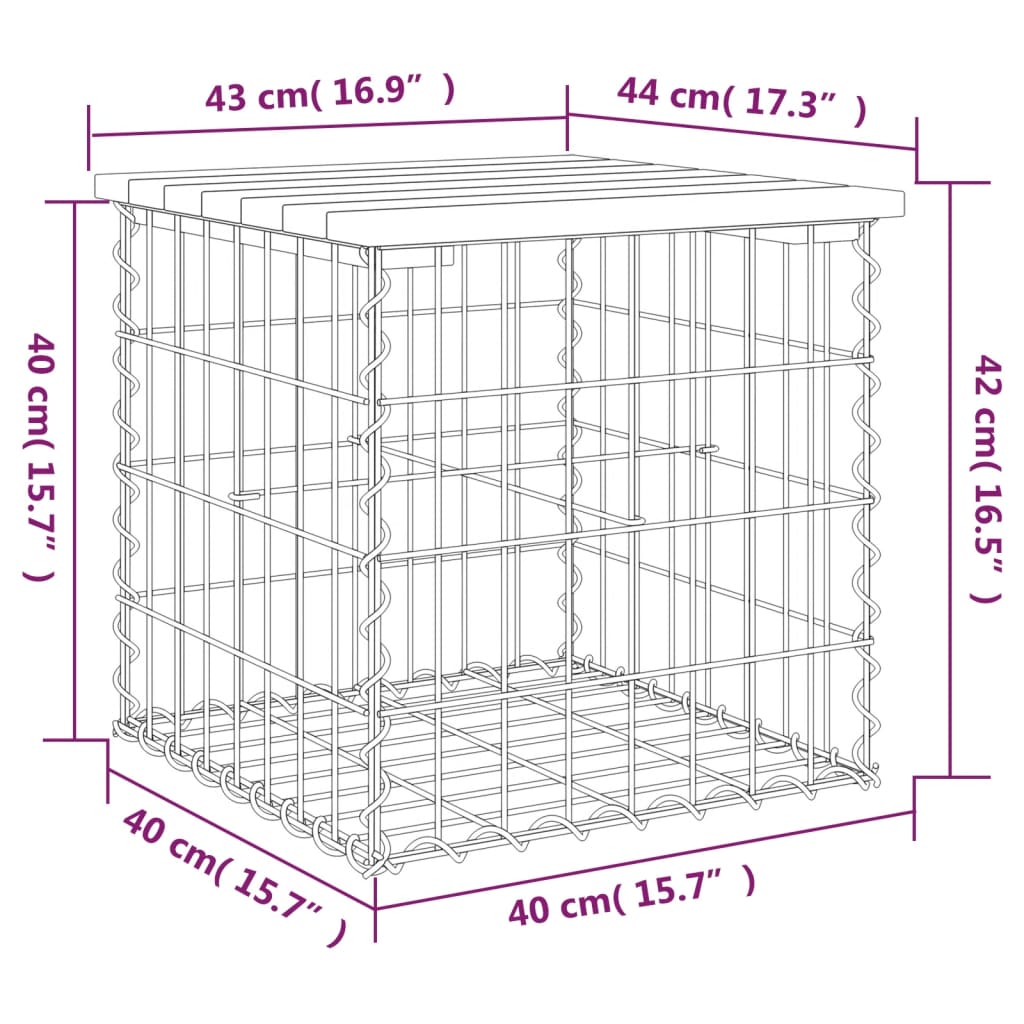 Garden Bench Gabion Design 43x44x42 cm Solid Wood Douglas