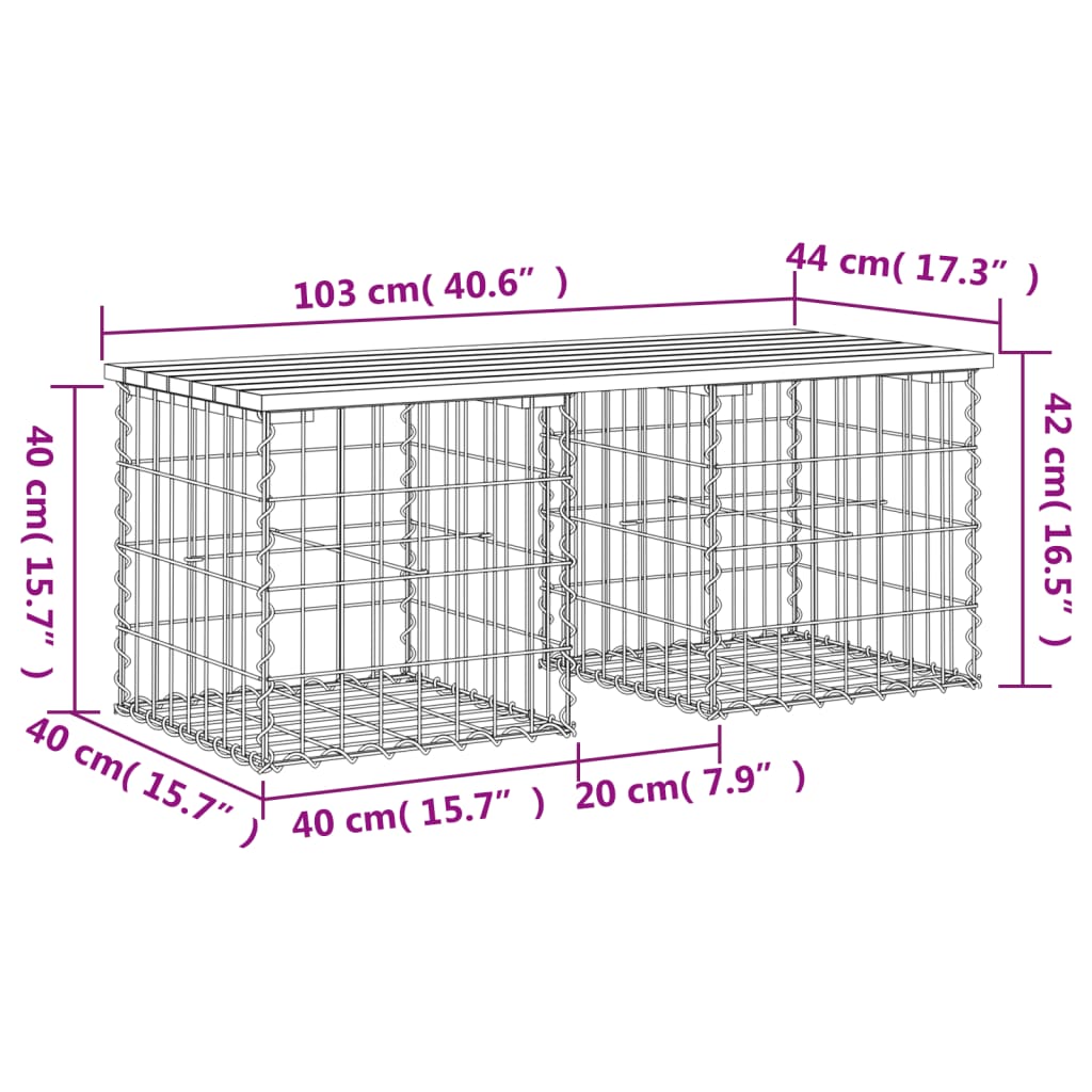 Garden Bench Gabion Design 103x44x42 cm Impregnated Wood Pine