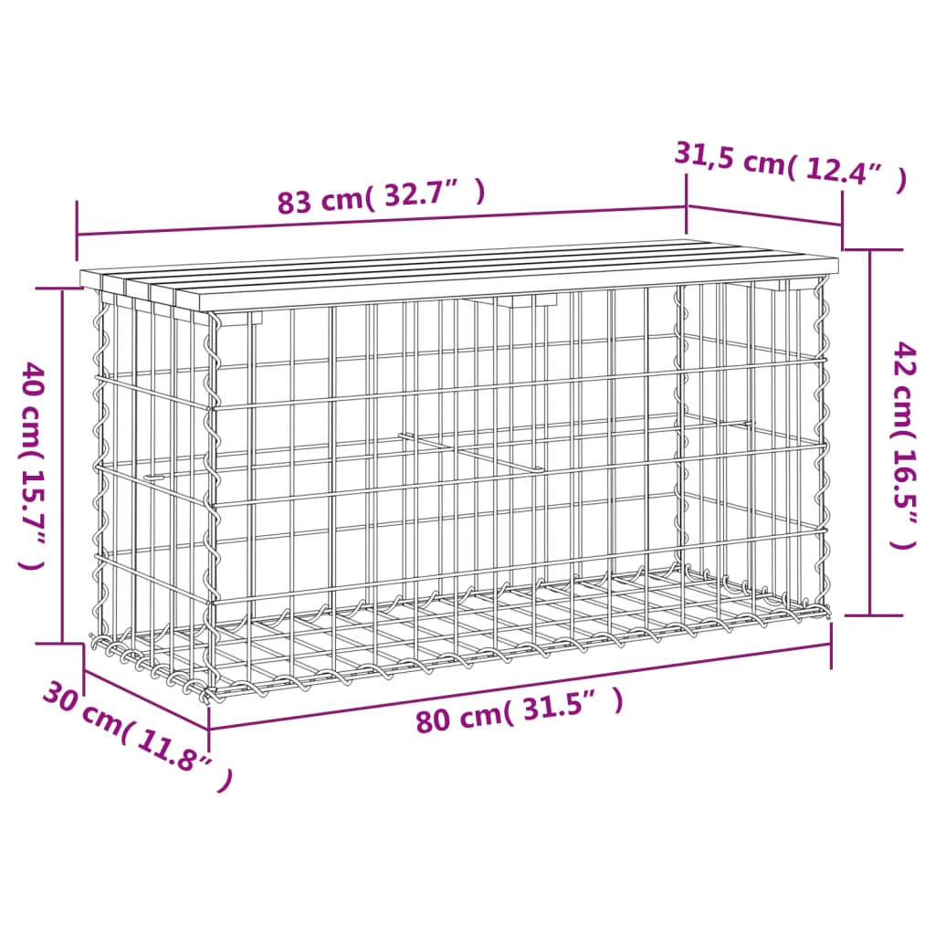 Garden Bench Gabion Design 83x31.5x42 cm Solid Wood Pine