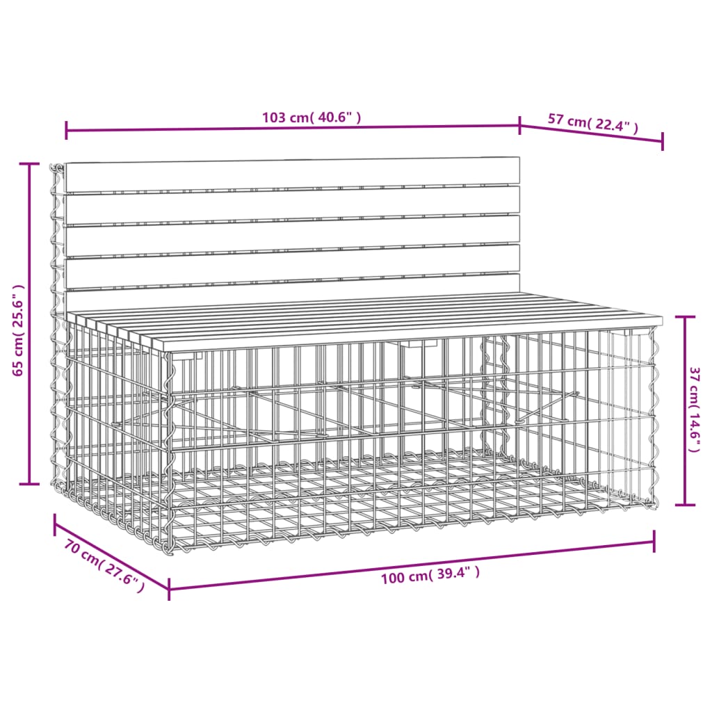 Garden Bench Gabion Design 103x70x65 cm Solid Wood Douglas