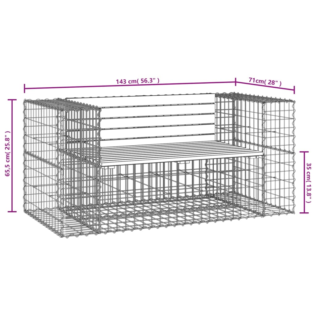 Garden Bench Gabion Design 143x71x65.5 cm Impregnated Wood Pine