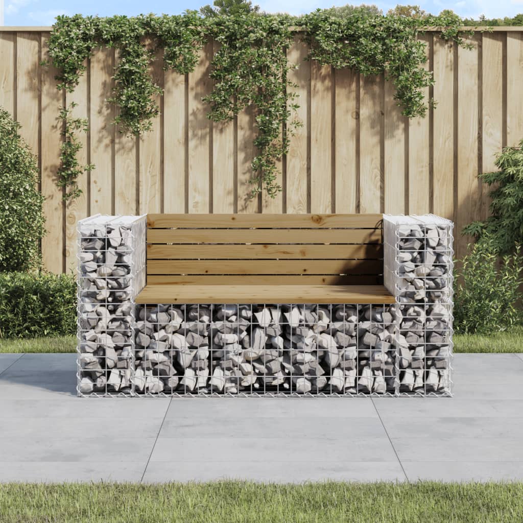 Garden Bench Gabion Design 143x71x65.5 cm Impregnated Wood Pine