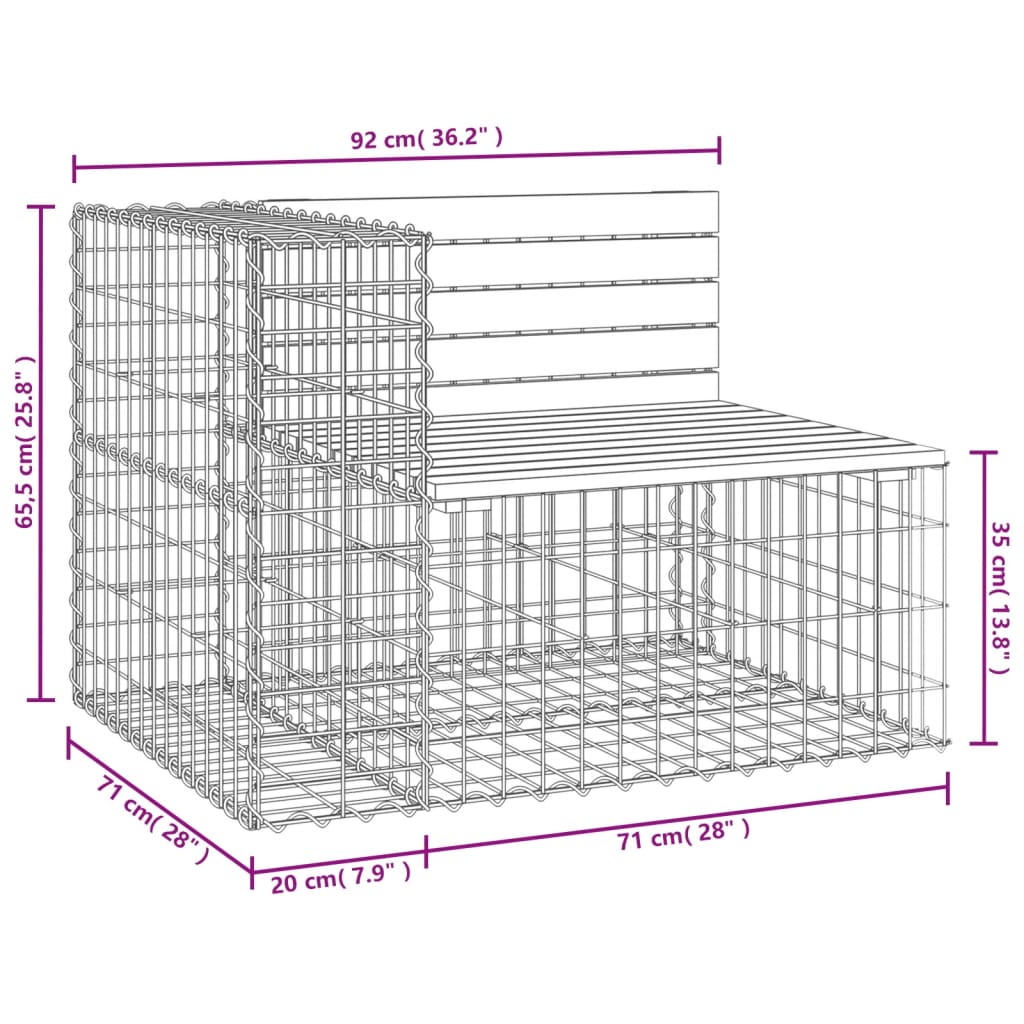 Garden Bench Gabion Design 92x71x65.5 cm Solid Wood Douglas