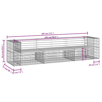 Garden Bench Gabion Design 287x71x65.5 cm Impregnated Wood Pine