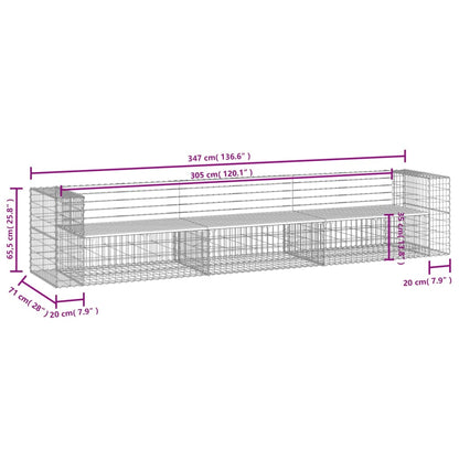 Garden Bench Gabion Design 347x71x65.5 cm Impregnated Wood Pine