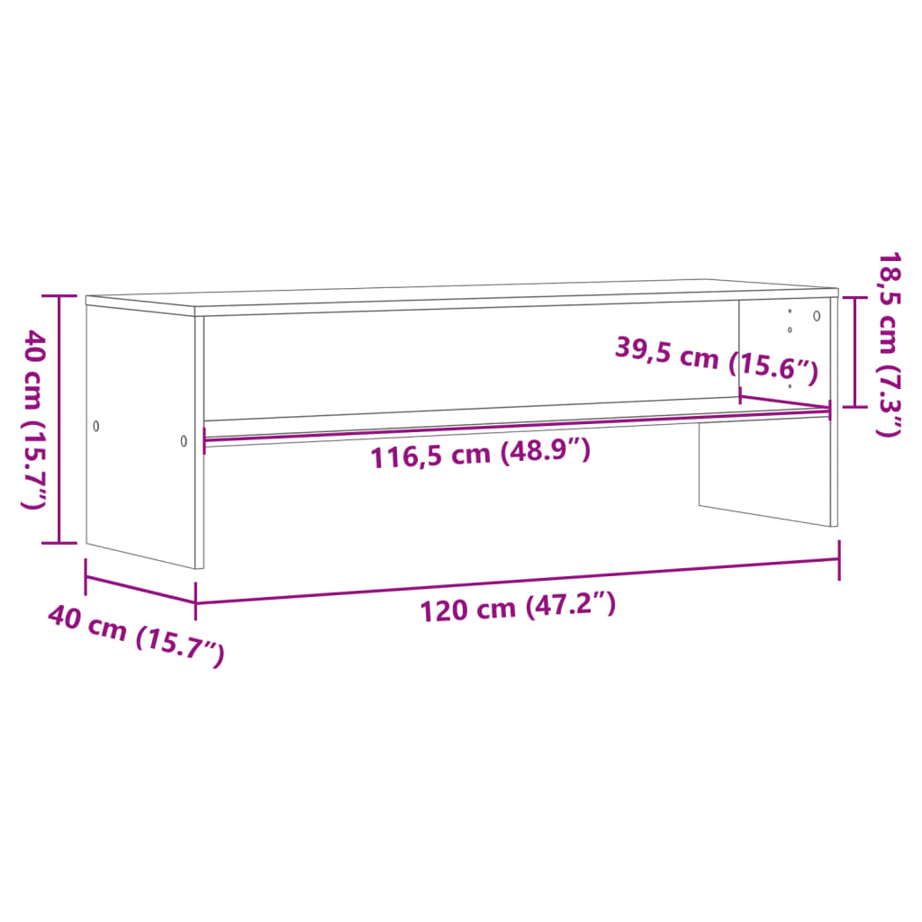 TV Cabinet Smoked Oak 120x40x40 cm Engineered Wood