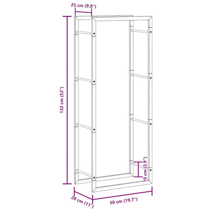 Firewood Rack 50x28x132 cm Stainless Steel